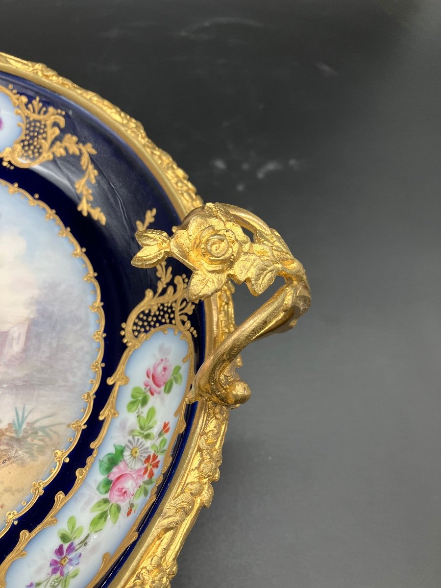 Coupe Porcelaine Sèvres Napoléon III Monture  Bronze Doré -photo-3