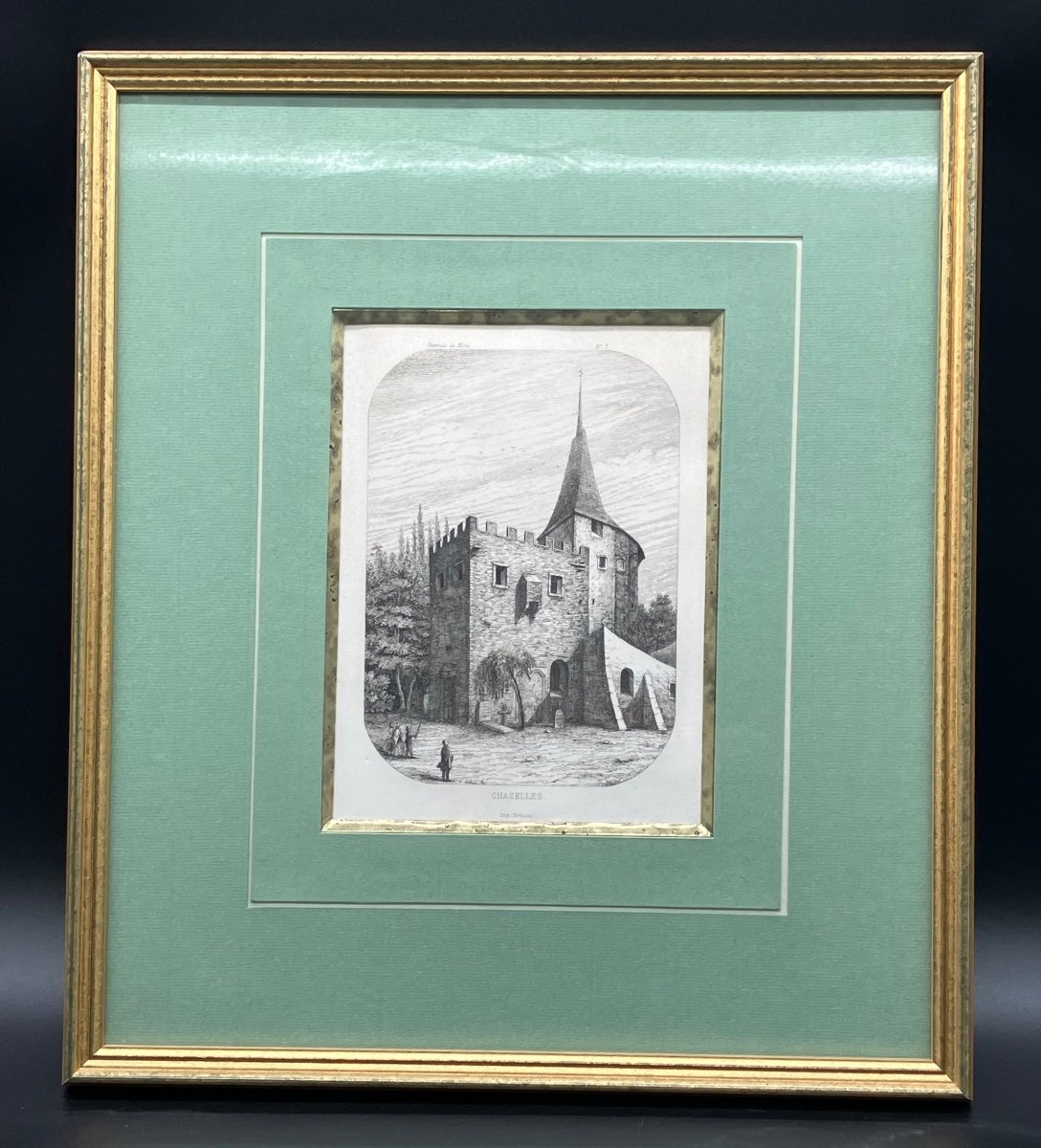 Série De 5 Gravures Encadrées Vues Des Environs De Metz-photo-3