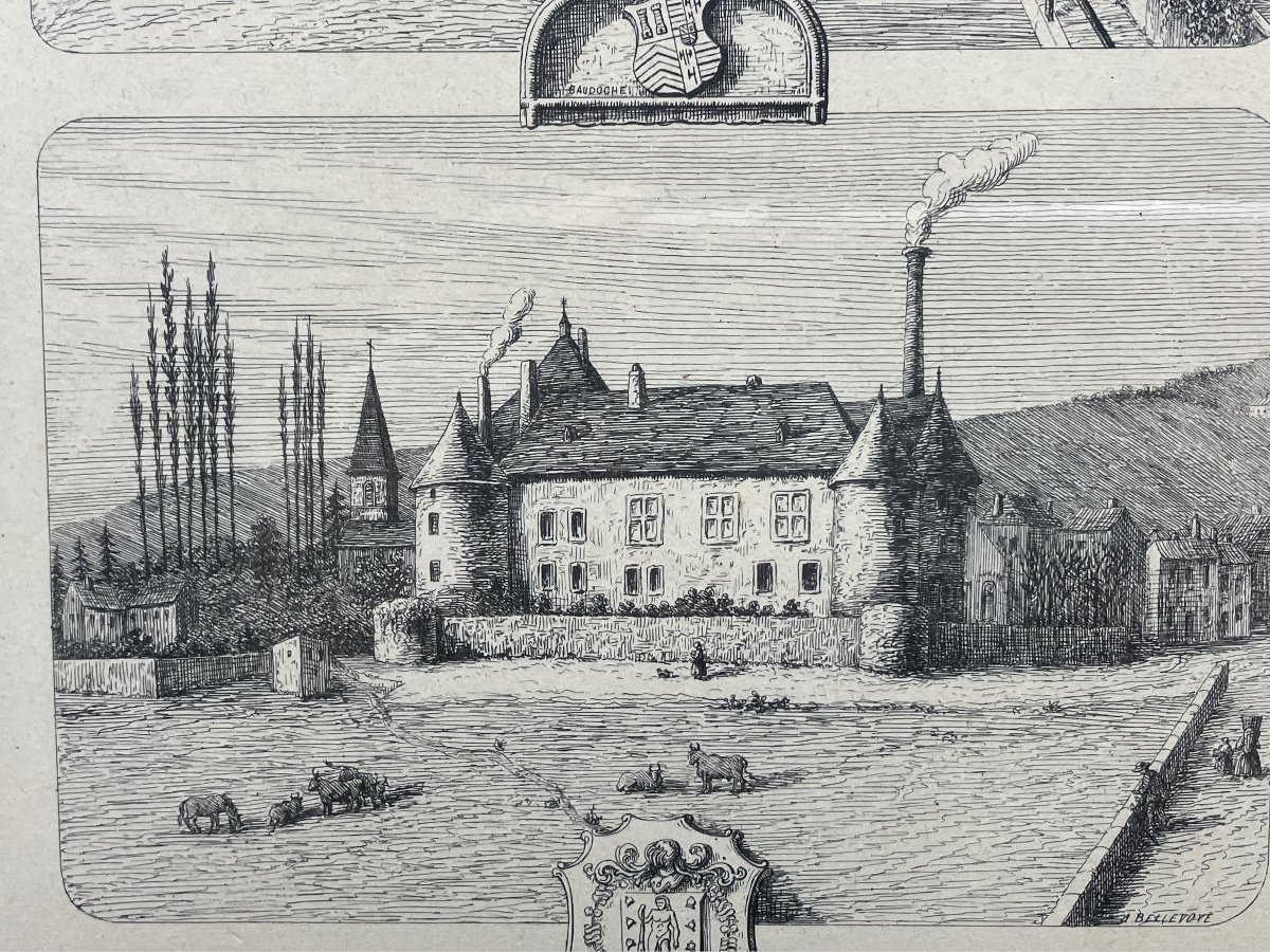Série De 5 Gravures Encadrées Vues Des Environs De Metz-photo-5
