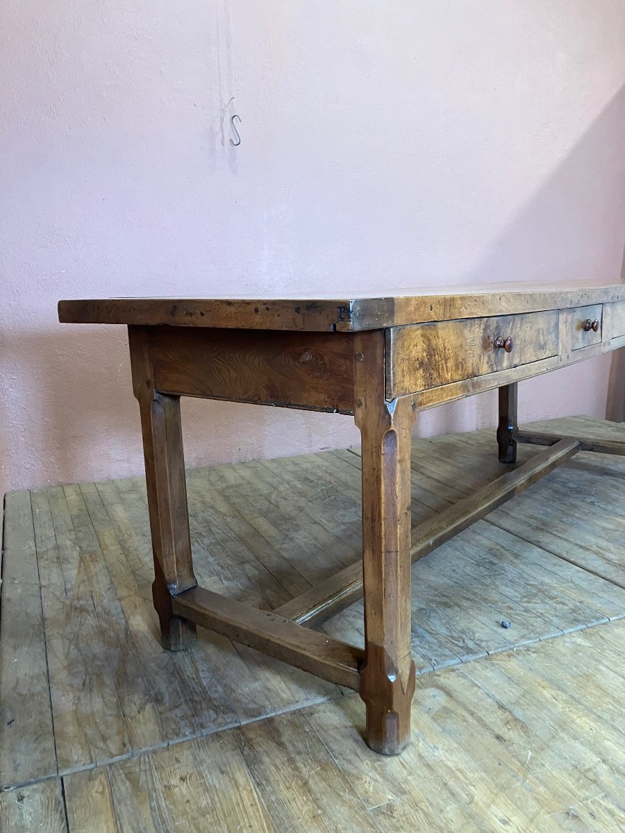 Large Antique Walnut Farmhouse Table 224 Cm -photo-2