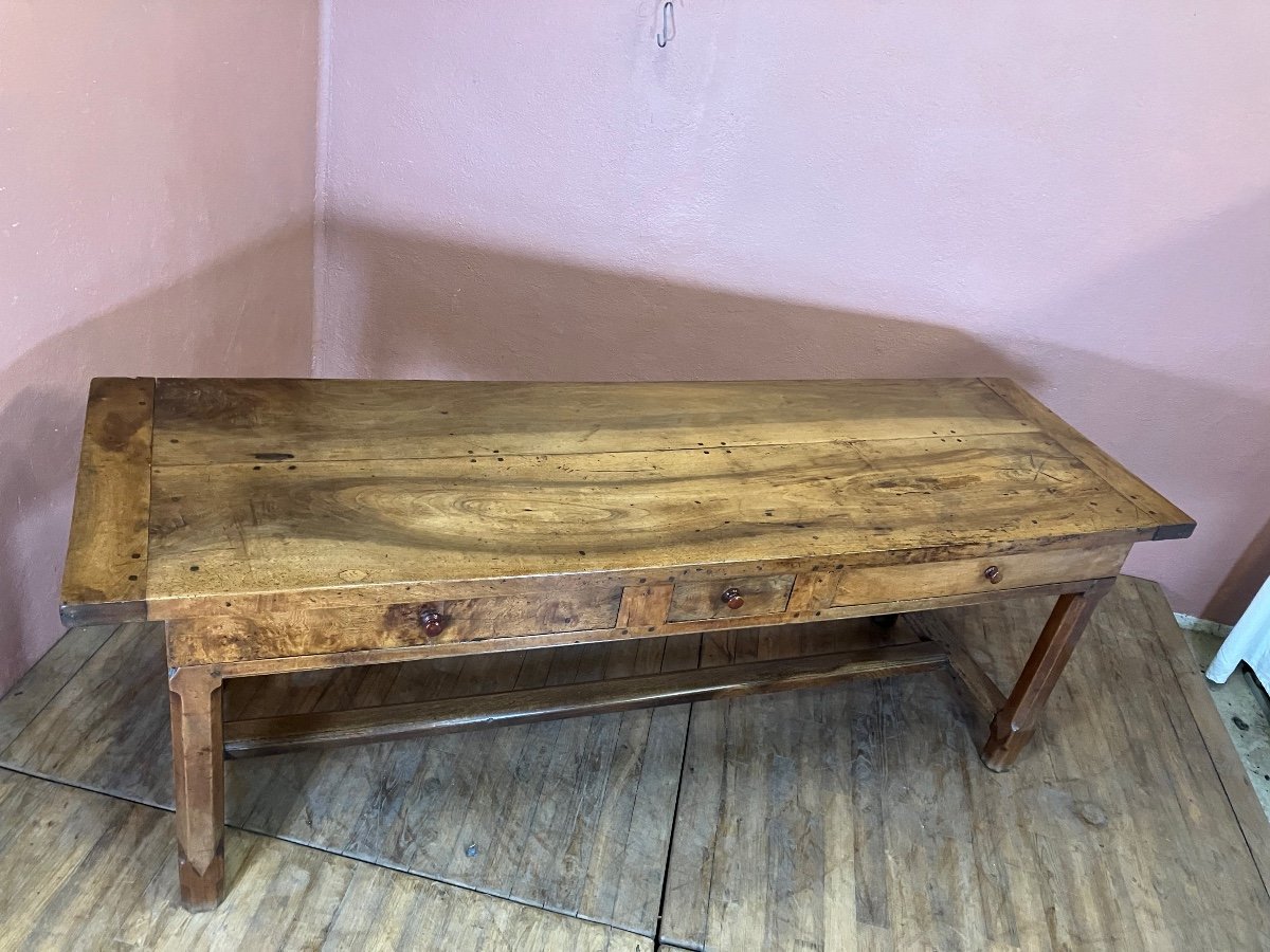 Large Antique Walnut Farmhouse Table 224 Cm -photo-4