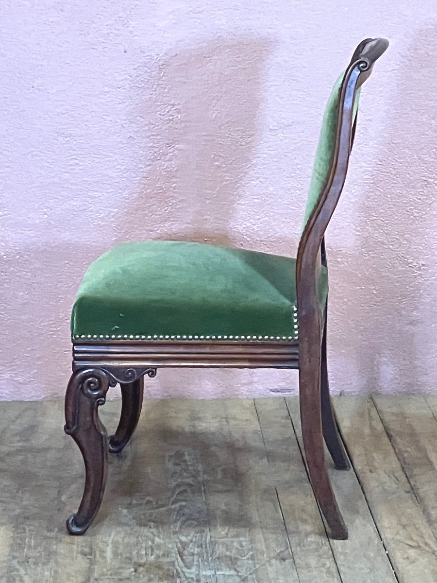 Set Of 6 Restoration Period Mahogany Chairs Dlg Jeanselme -photo-3