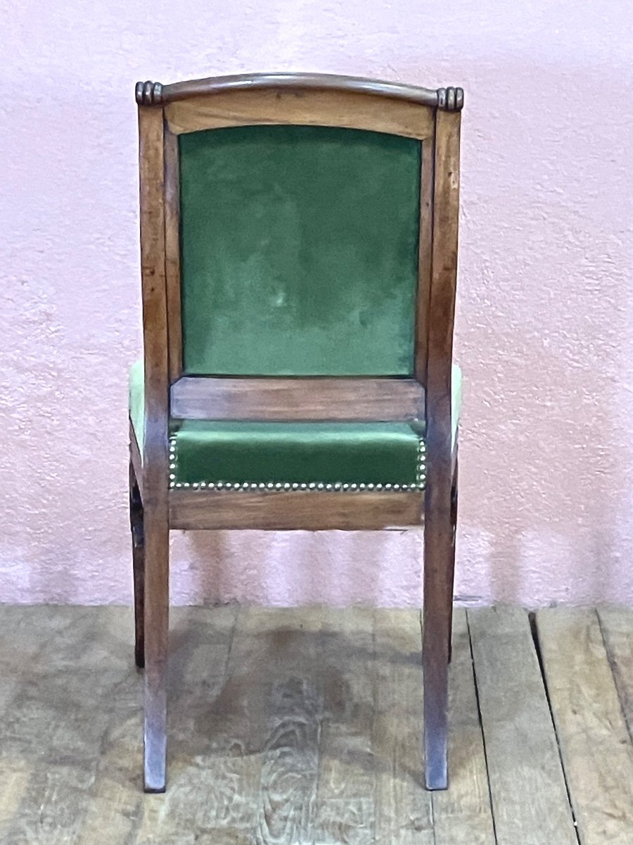 Set Of 6 Restoration Period Mahogany Chairs Dlg Jeanselme -photo-4
