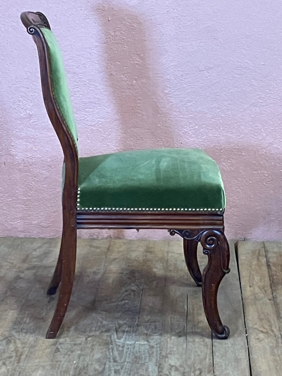 Set Of 6 Restoration Period Mahogany Chairs Dlg Jeanselme -photo-1