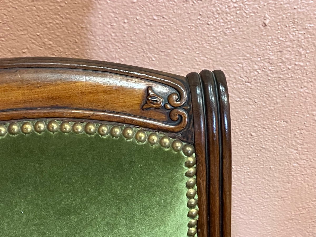 Set Of 6 Restoration Period Mahogany Chairs Dlg Jeanselme -photo-2