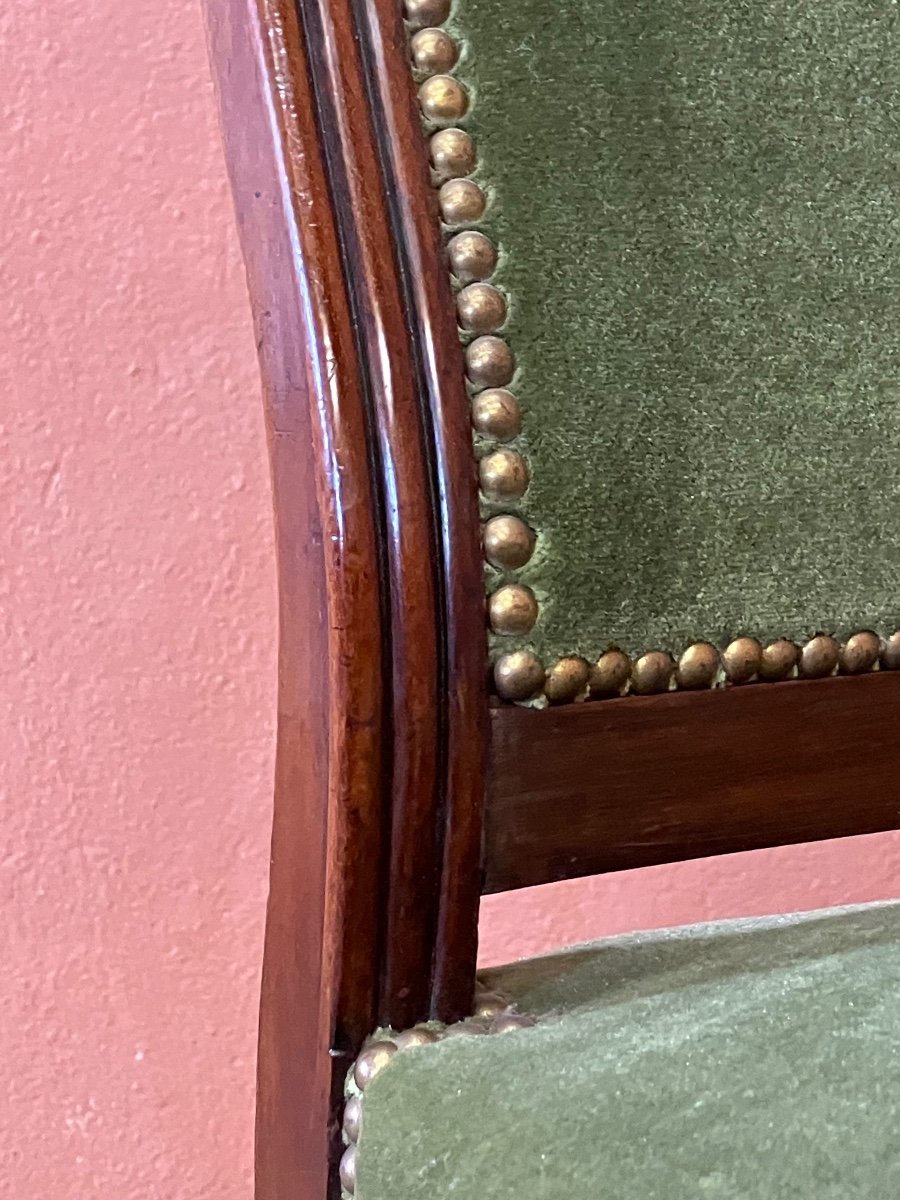 Set Of 6 Restoration Period Mahogany Chairs Dlg Jeanselme -photo-6