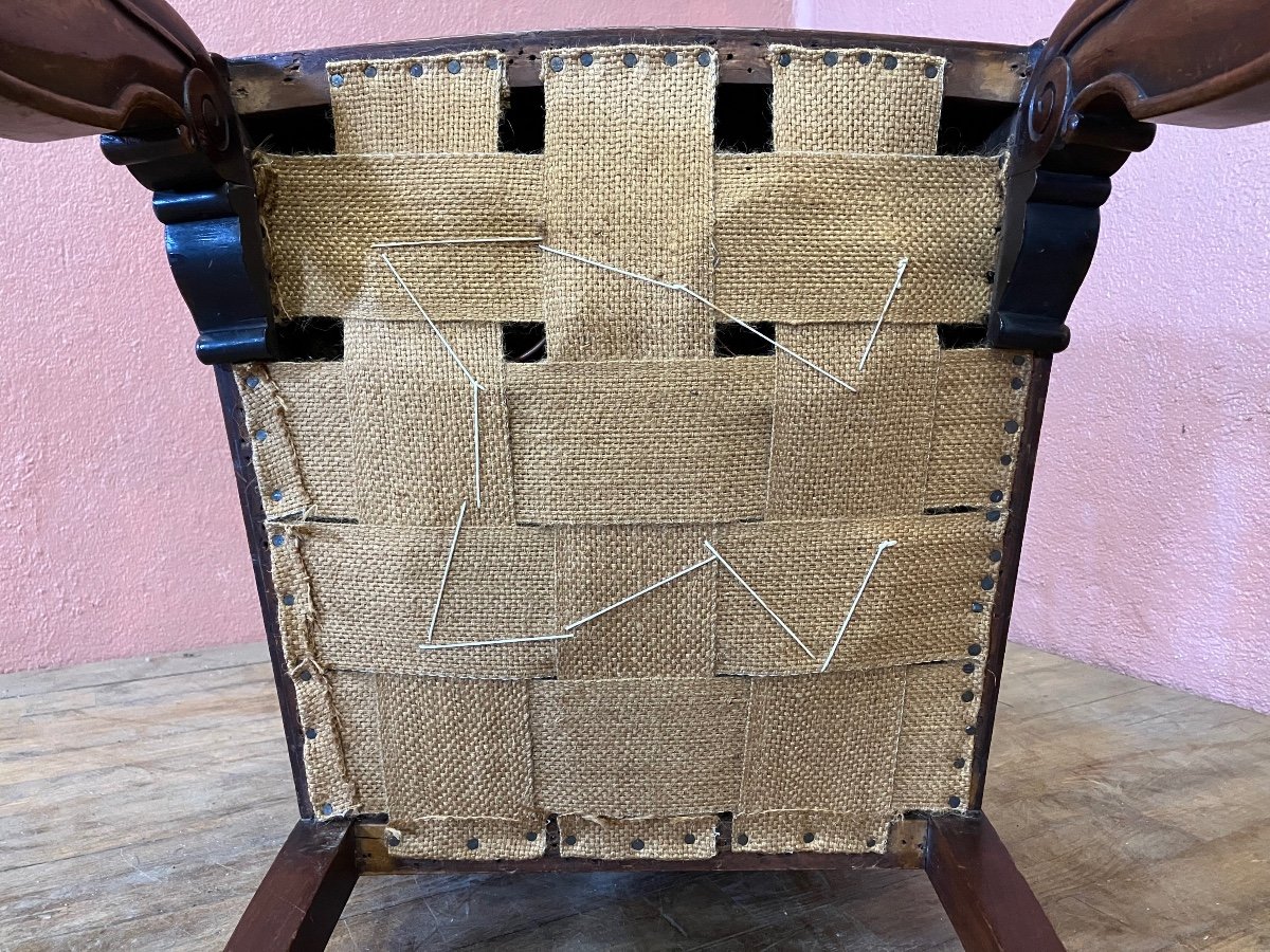 Set Of 6 Restoration Period Mahogany Chairs Dlg Jeanselme -photo-8