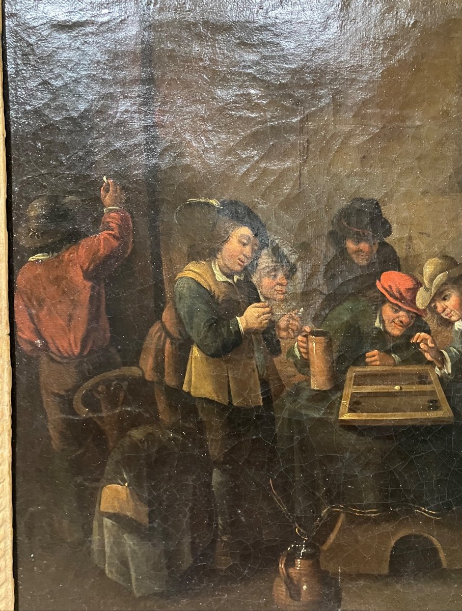 David Teniers The Younger Dutch School 17th Tavern Scene With Backgammon Players-photo-2