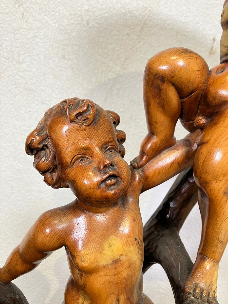 Rare Black Forest Stand With 3 Cherubs 19th Century-photo-2
