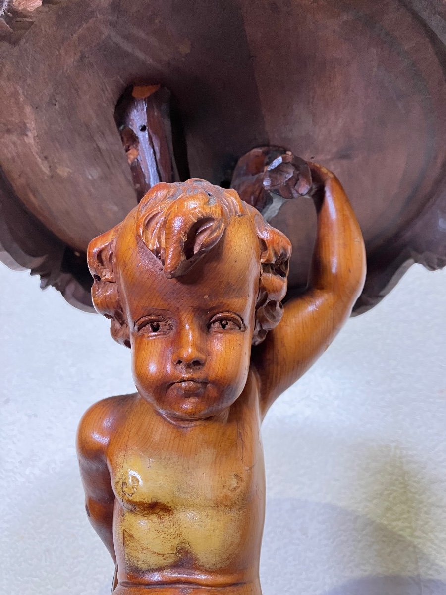 Rare Black Forest Stand With 3 Cherubs 19th Century-photo-3