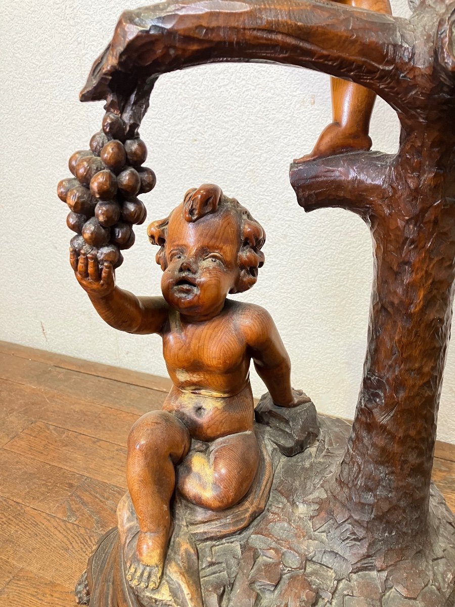Rare Black Forest Stand With 3 Cherubs 19th Century-photo-4