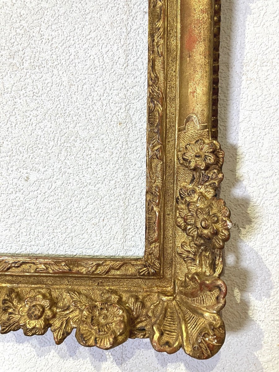 Beau Cadre En Bois Doré 18eme Louis XV Feuillure 47,4 X 43,4 Cm-photo-2