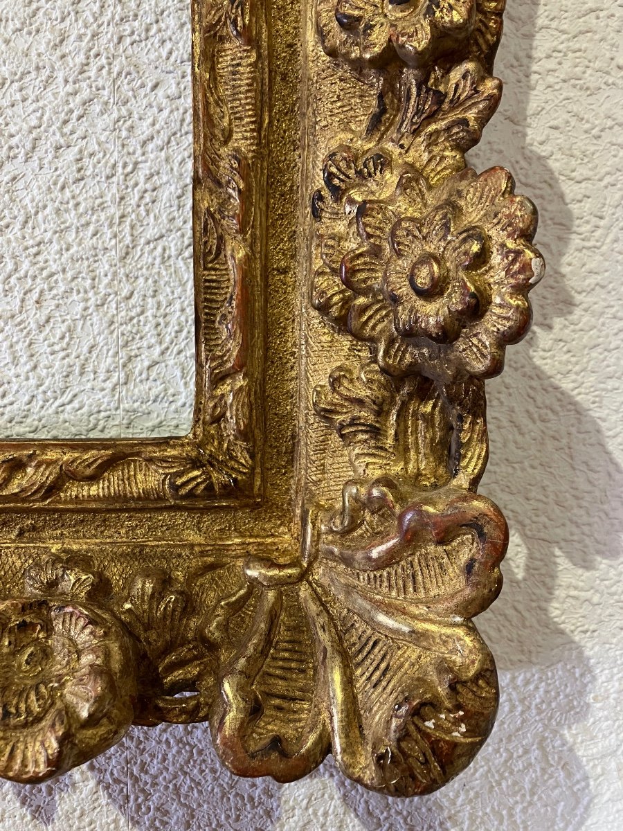 Beau Cadre En Bois Doré 18eme Louis XV Feuillure 47,4 X 43,4 Cm-photo-8