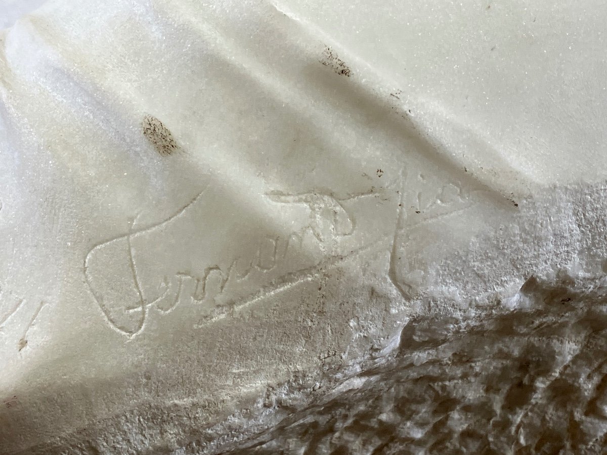 Important Buste En Marbre Blanc Greuze 74 Cm Jeune Fille En Buste-photo-6