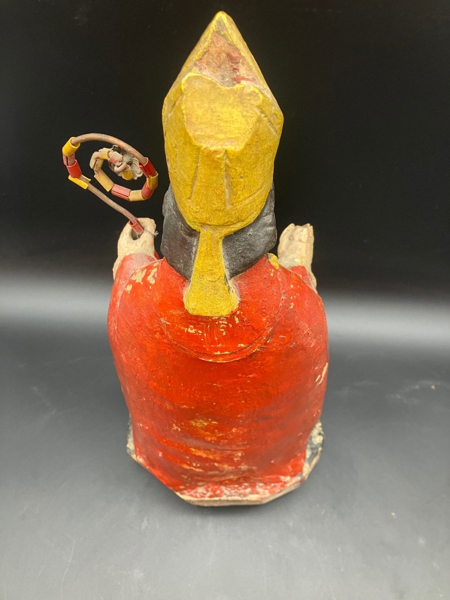 Small Saint Nicholas In Stone, 18th Century, 40 Cm-photo-4
