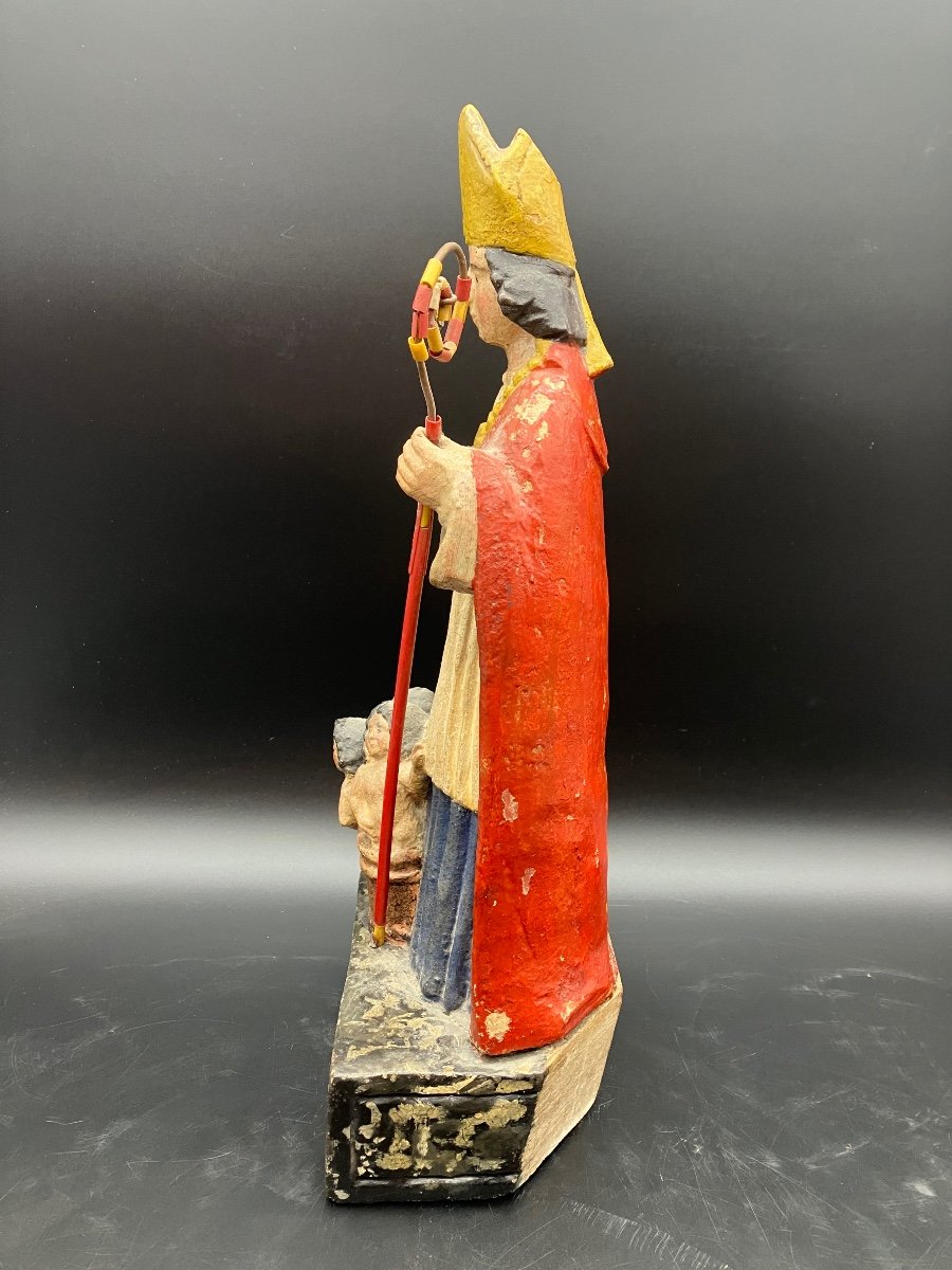 Small Saint Nicholas In Stone, 18th Century, 40 Cm-photo-7