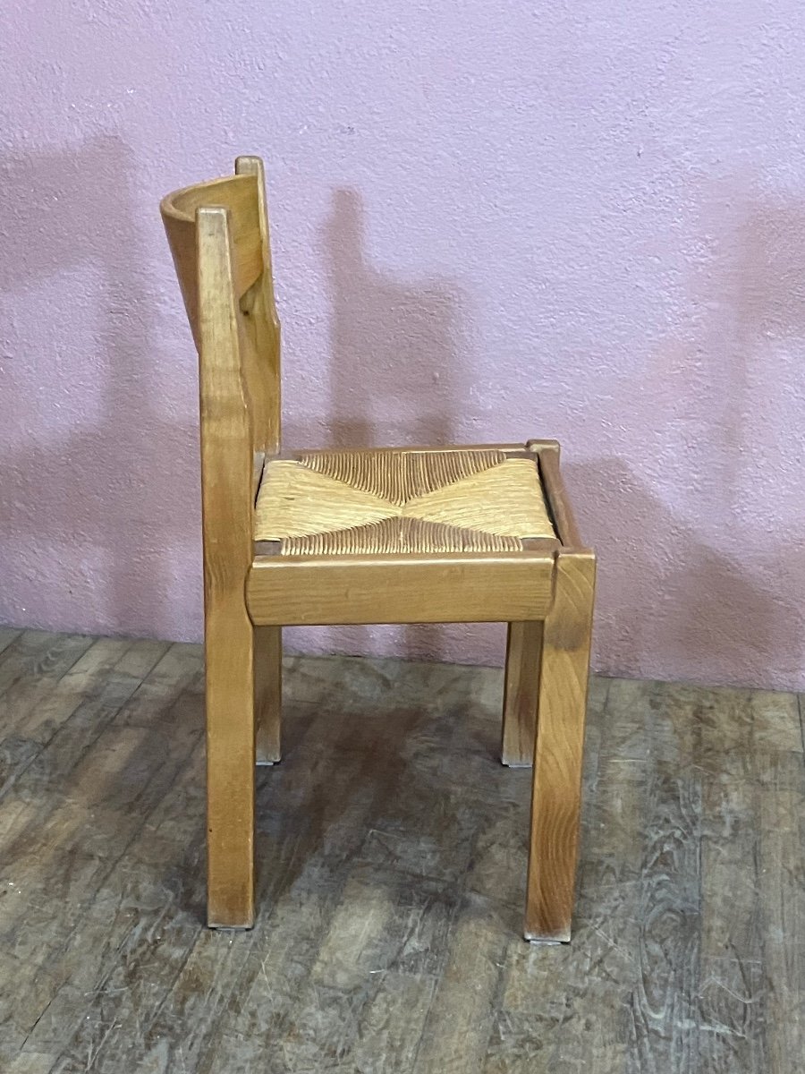 Maison Regain Série De 6 Chaises En Orme Assises Paillées -photo-1
