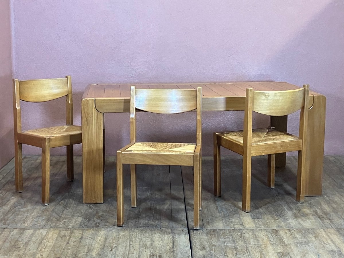 Maison Regain Série De 6 Chaises En Orme Assises Paillées -photo-8