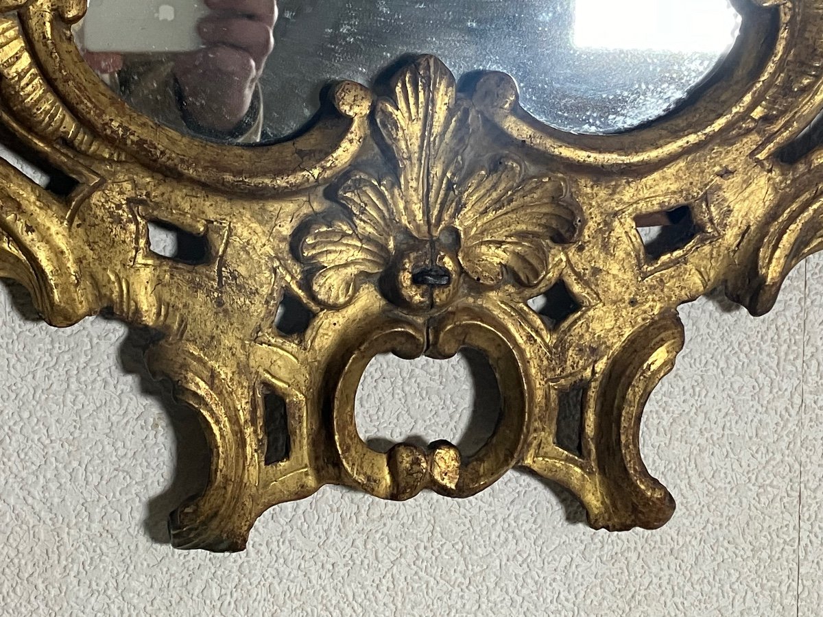 Small Regency Mirror 84 Cm 18th Century Gilded Wood Tain Au Mercure -photo-2