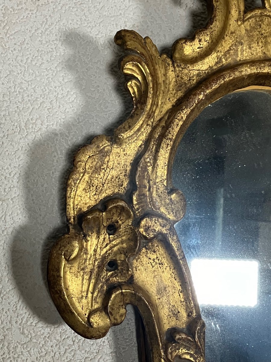 Small Regency Mirror 84 Cm 18th Century Gilded Wood Tain Au Mercure -photo-4
