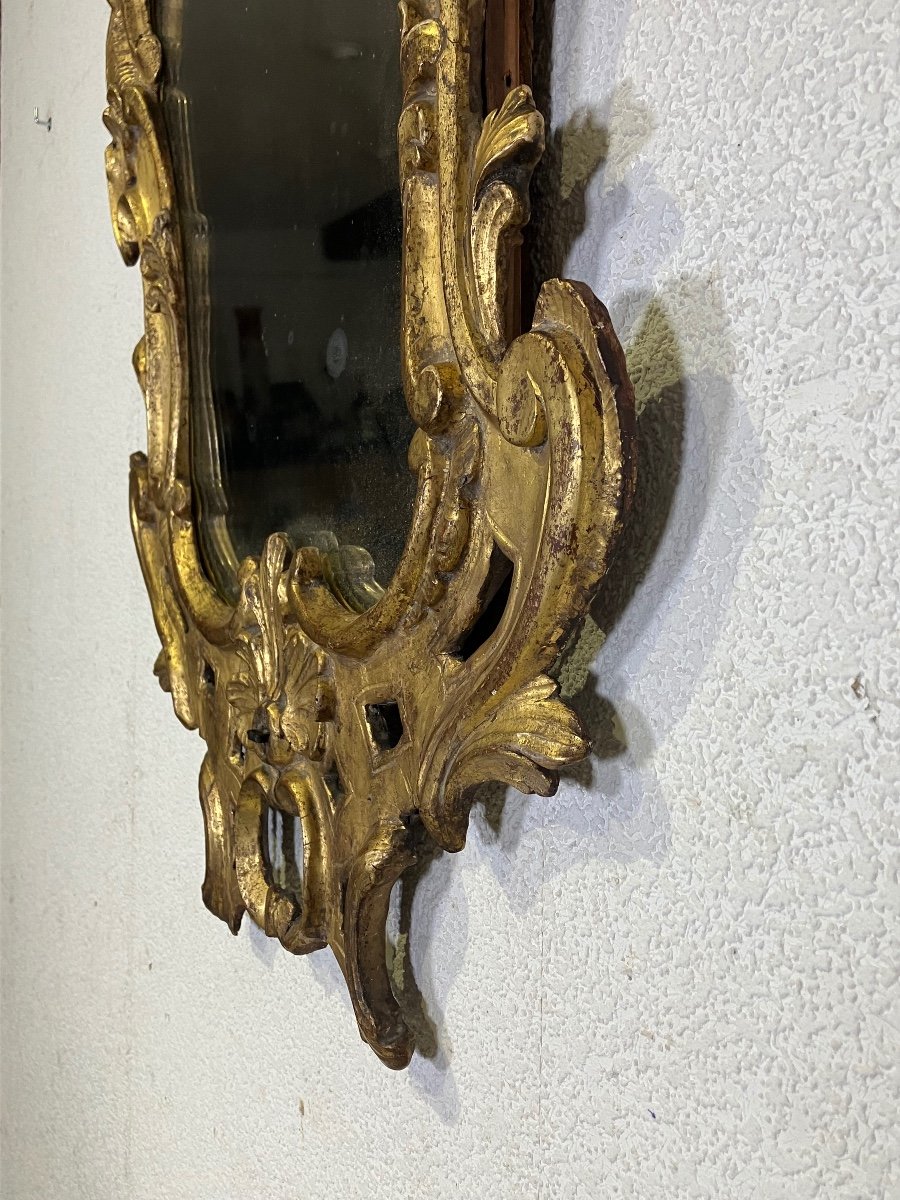 Small Regency Mirror 84 Cm 18th Century Gilded Wood Tain Au Mercure -photo-2