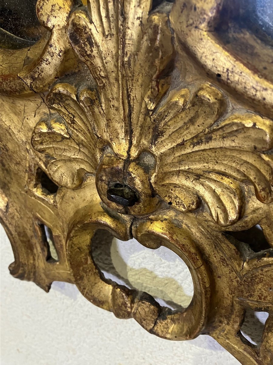 Small Regency Mirror 84 Cm 18th Century Gilded Wood Tain Au Mercure -photo-3