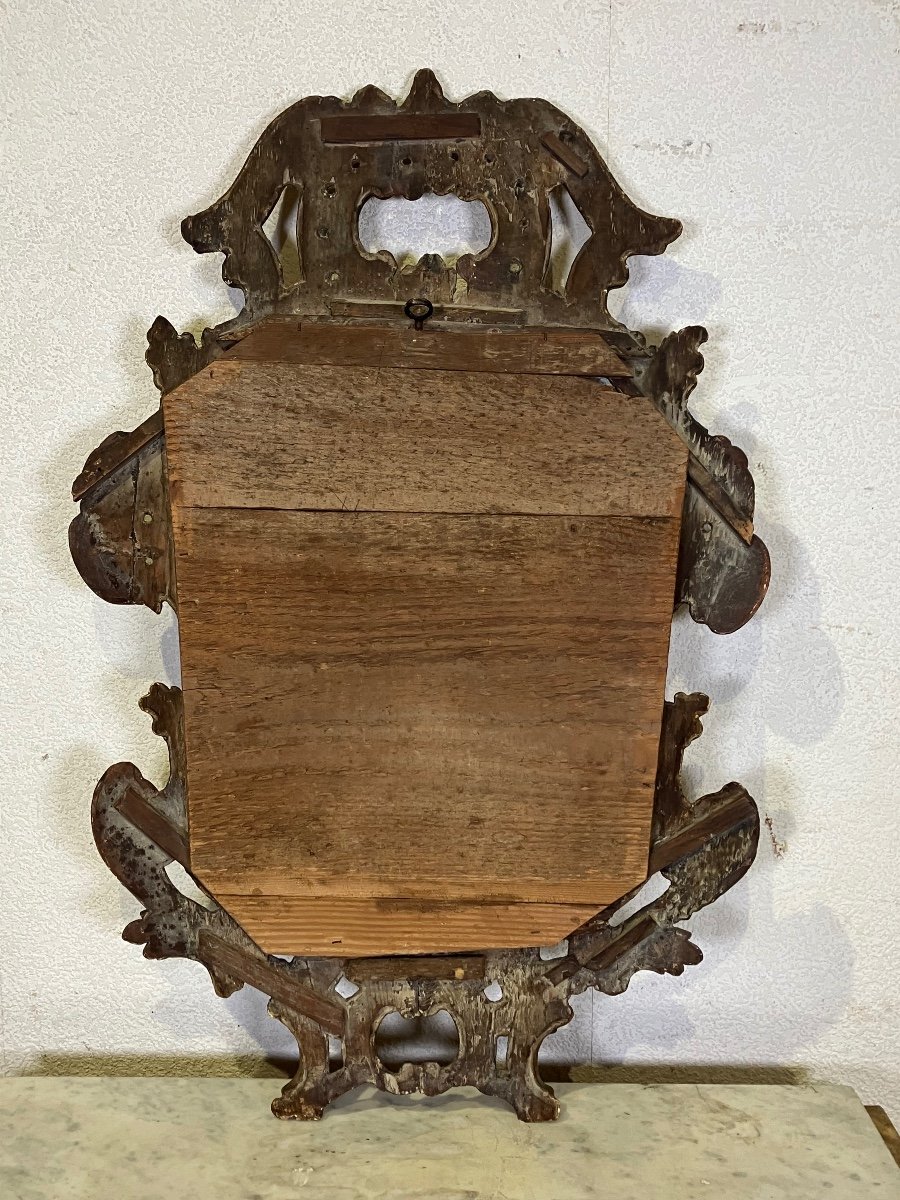 Small Regency Mirror 84 Cm 18th Century Gilded Wood Tain Au Mercure -photo-5