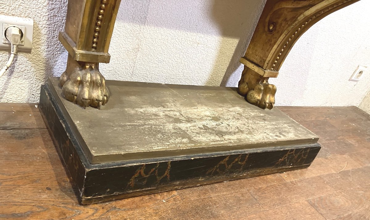 Empire Console Suède Gilded Wood 19th Century -photo-4