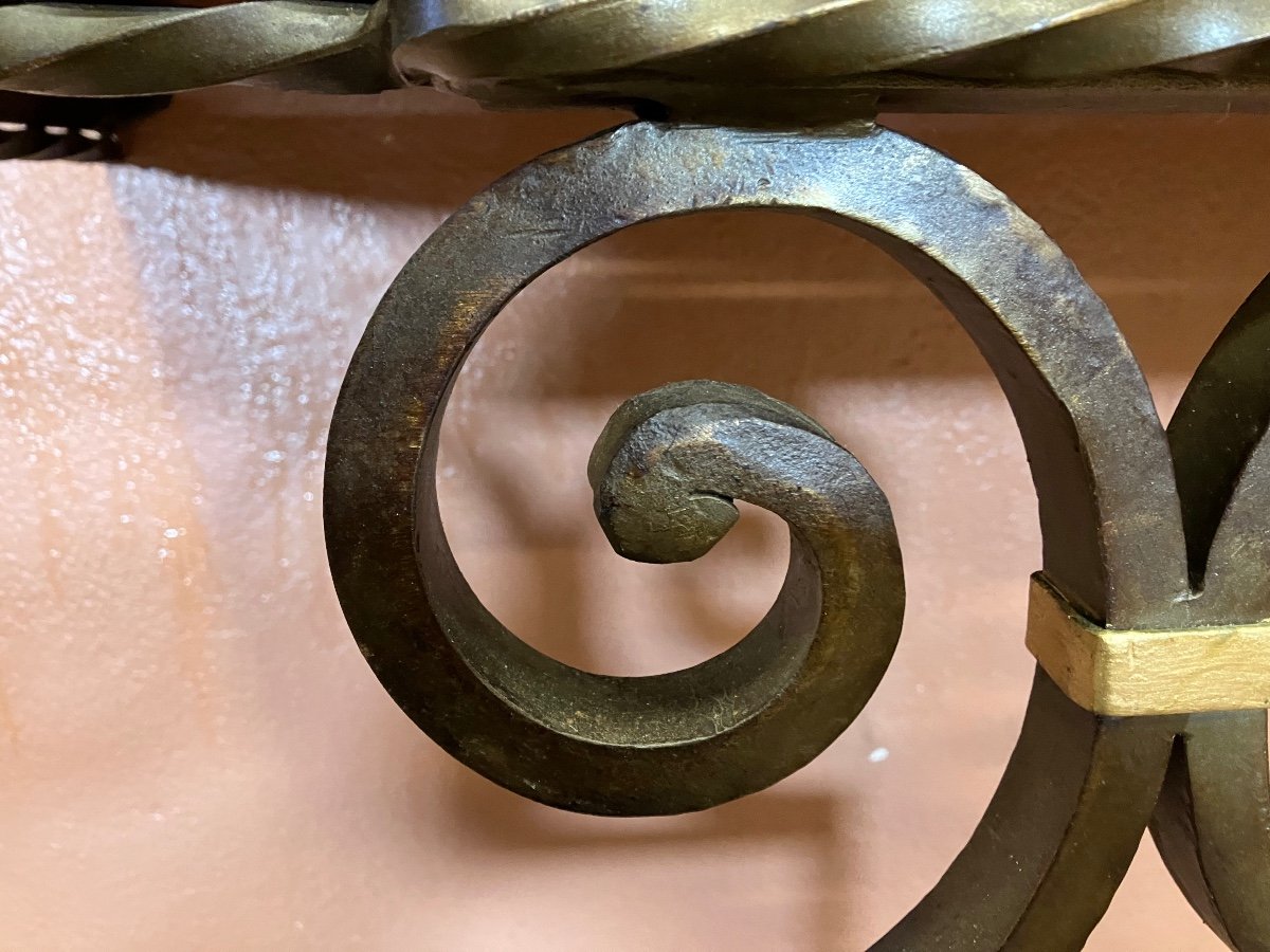 50s Wrought Iron Console Marble Top Dlg Poillerat -photo-8