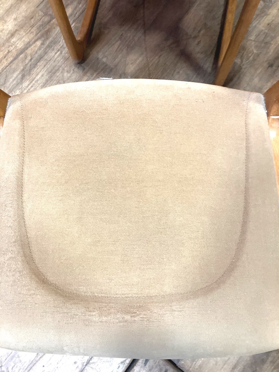 Série de 6 chaises Baumann modèle traineau en hêtre-photo-7
