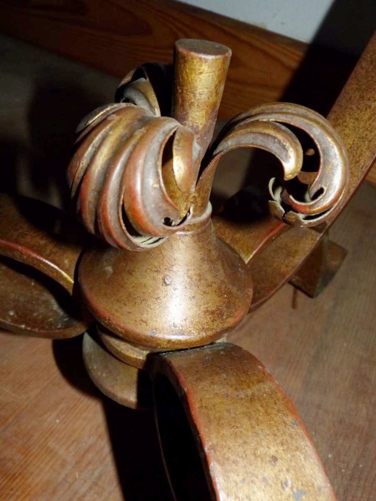 Pedestal Art Deco Wrought Iron Golden Dalle Saint Gobain Glass-photo-4