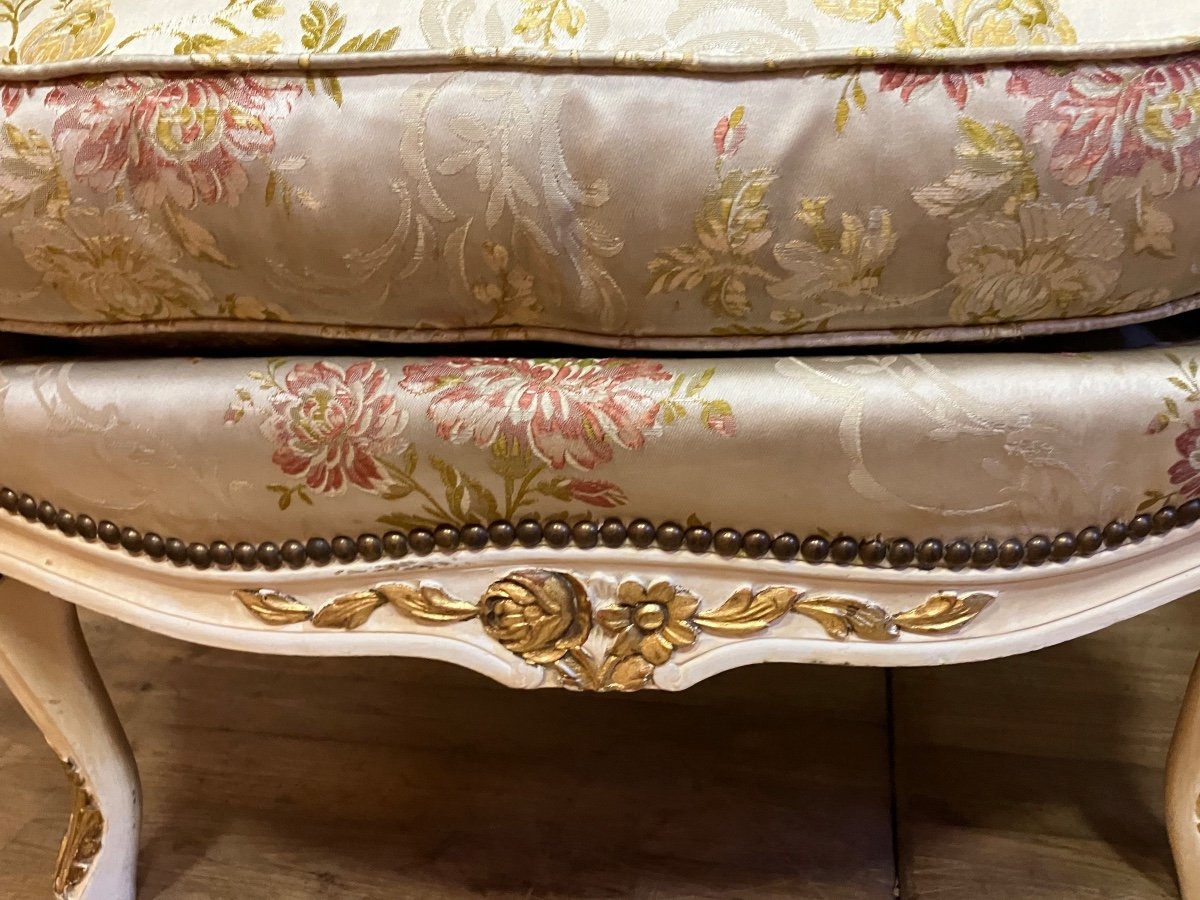 Pair Of Louis XV Style Bergère Gilded And Lacquered Wood Canopies-photo-8