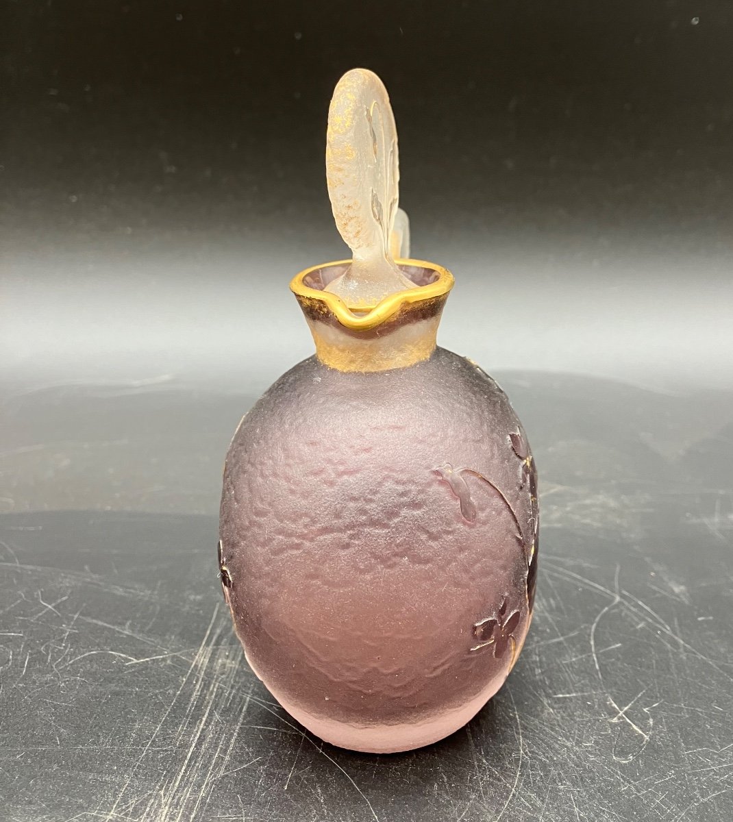 Daum Nancy Violet Pitcher Jug With Stopper On Frosted Background Art Nouveau Nancy School-photo-3