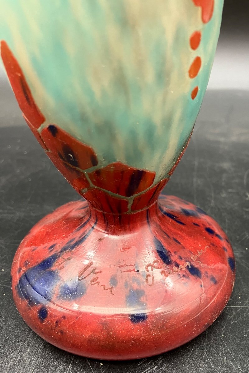 Vase Le Verre Français Aux Papillons Art Nouveau Charles Schneider Charder-photo-1