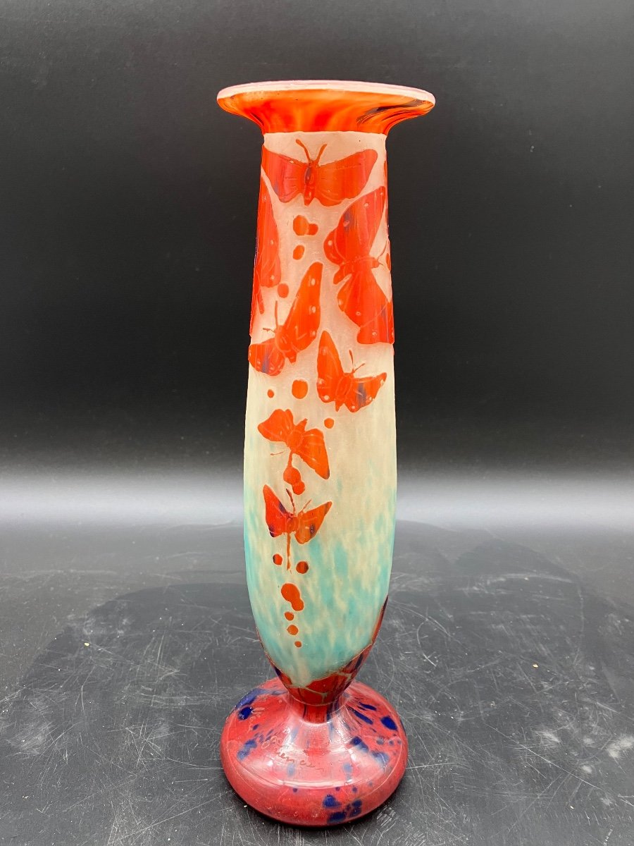 Vase Le Verre Français Aux Papillons Art Nouveau Charles Schneider Charder-photo-7