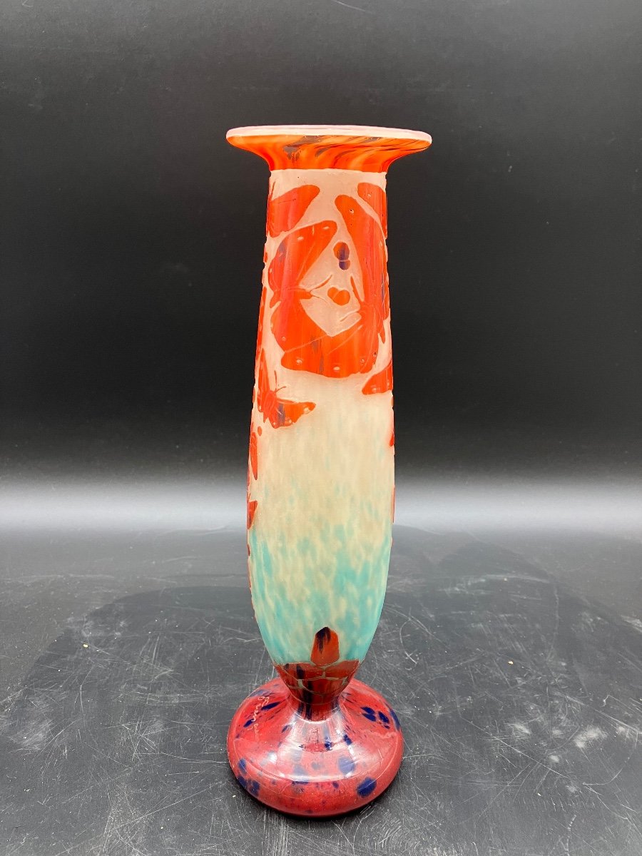 Vase Le Verre Français Aux Papillons Art Nouveau Charles Schneider Charder-photo-8