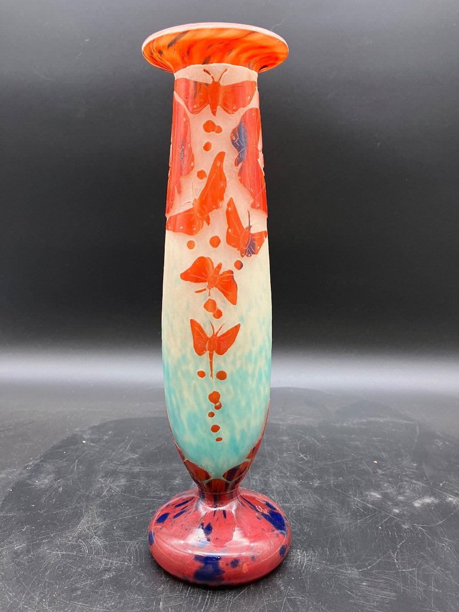 Vase Le Verre Français Aux Papillons Art Nouveau Charles Schneider Charder