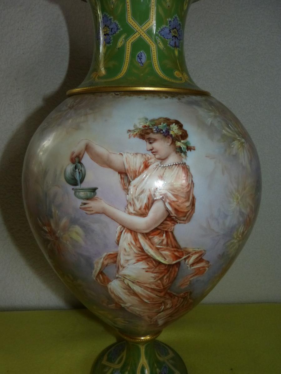 Grand Art Nouveau Vase Sèvres Porcelain-photo-2
