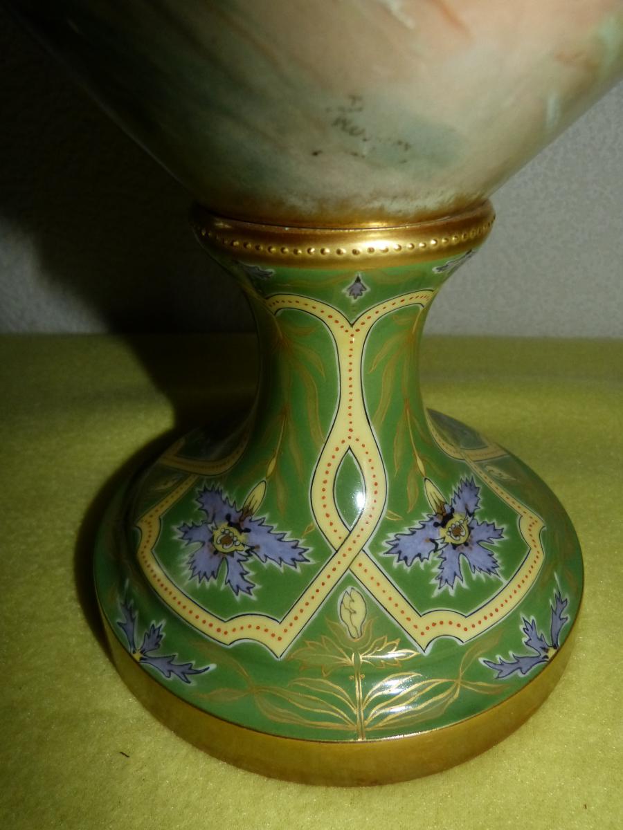 Grand Art Nouveau Vase Sèvres Porcelain-photo-3