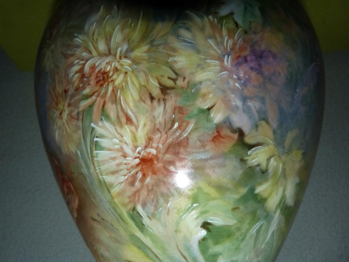 Grand Art Nouveau Vase Sèvres Porcelain-photo-3