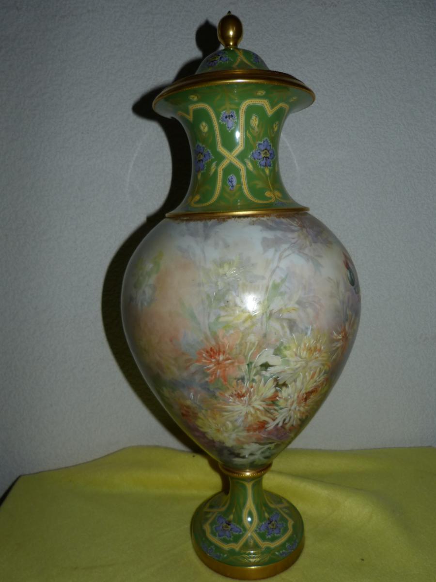Grand Art Nouveau Vase Sèvres Porcelain-photo-5