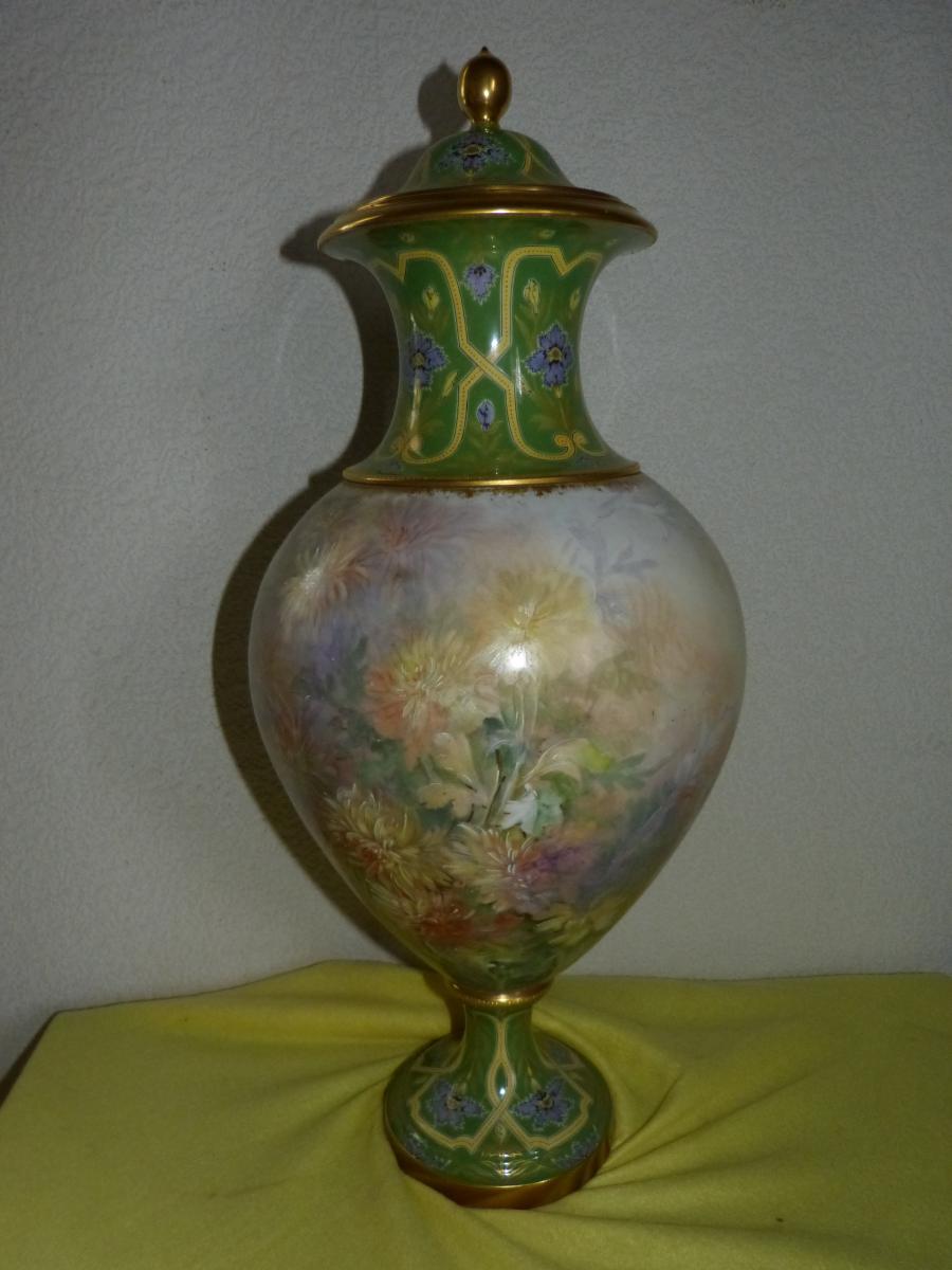 Grand Art Nouveau Vase Sèvres Porcelain-photo-6