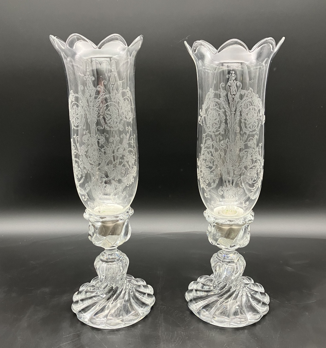 Baccarat Paire De Photophores En Cristal 