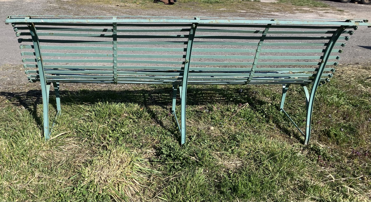 Iron Garden Bench With Metal Slats -photo-3