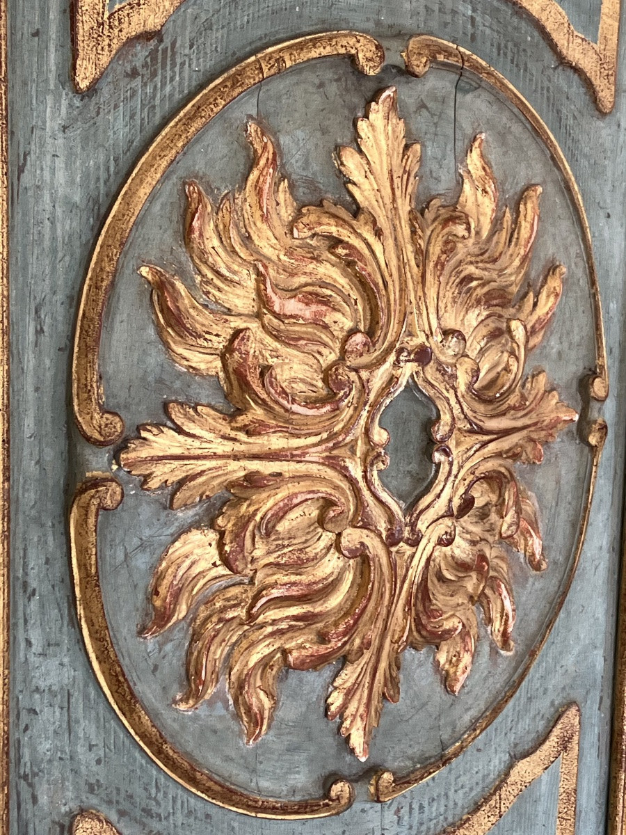 Pair Of Architectural Pilasters In Lacquered And Gilded Wood, 19th Century Louis XVI-photo-2