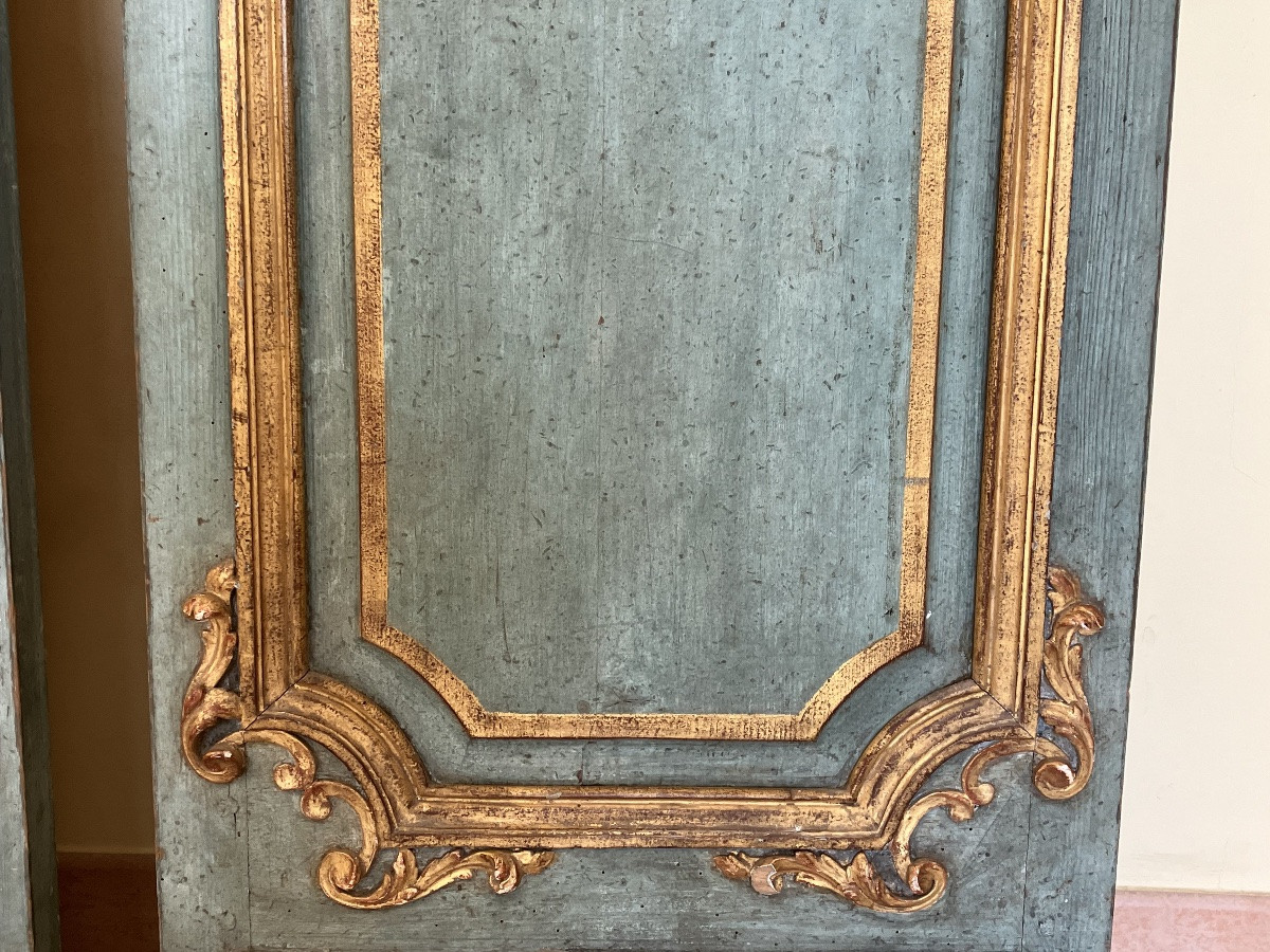 Pair Of Architectural Pilasters In Lacquered And Gilded Wood, 19th Century Louis XVI-photo-3