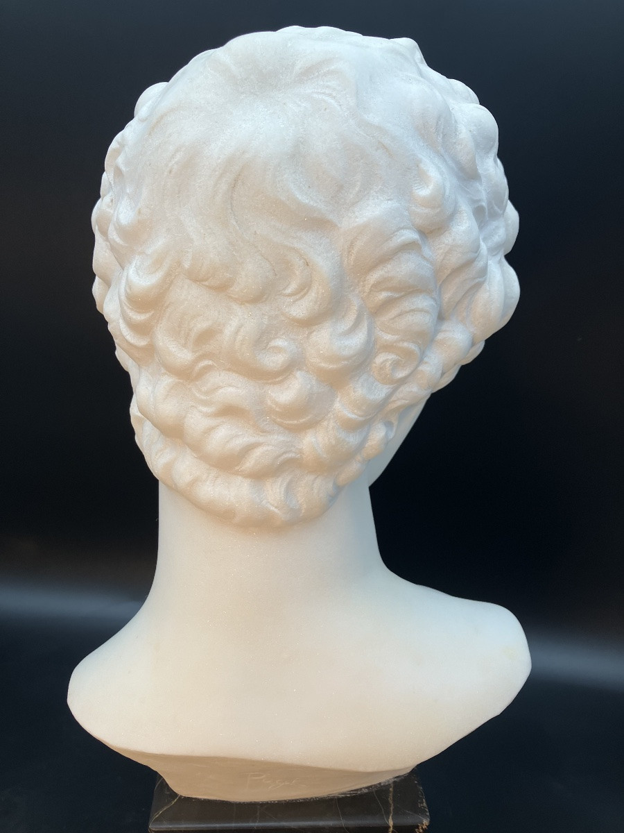 Pugi Bust In White Marble After The Ancient God Hermes Ephebe -photo-7
