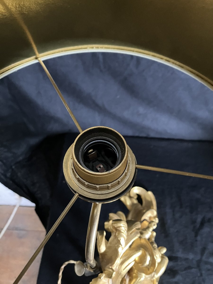 Pair Of 19th Century Gilt Bronze Lamps Louis XV Style Andirons Couple Of Figures-photo-8