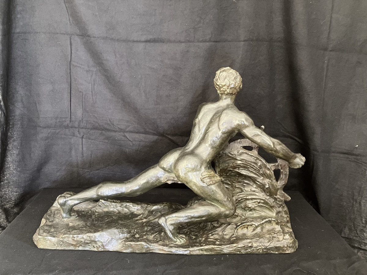 Alexandre Ouline Large Art Deco Bronze The Sailor At The Helm-photo-3