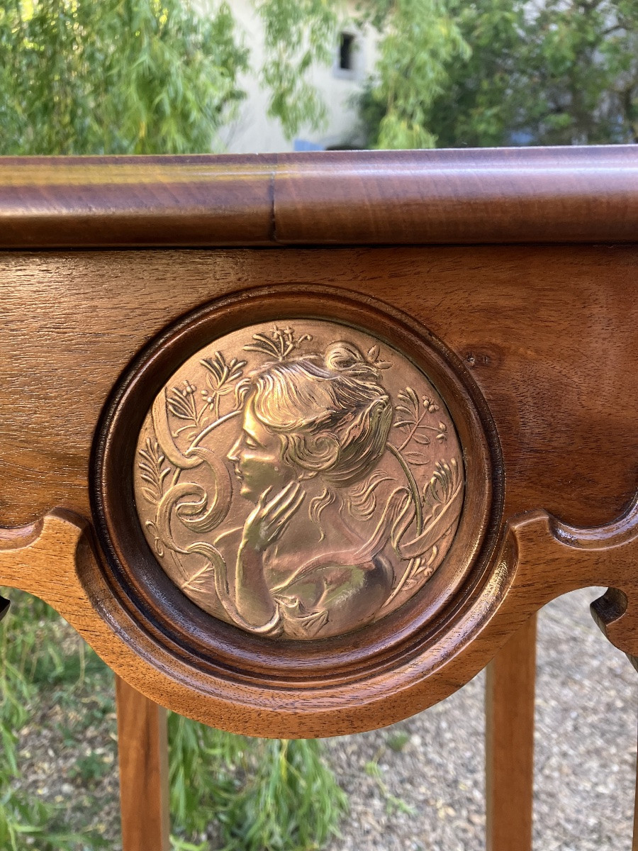 Sellette Art Nouveau En Noyer école De Nancy -photo-1
